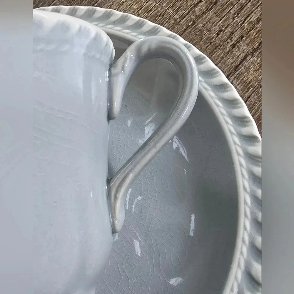 Lovely Vintage Harker Chesterton Ware Harkerware Teacup & Saucer in Light Gray